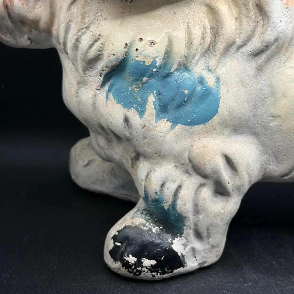 Vintage Pekingese Dog Carnival Chalkware Multicolored Statuette Figurine Figure